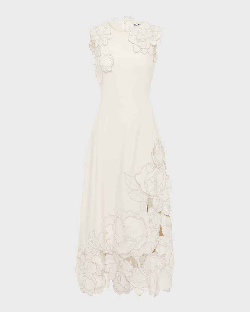 Cleo Sleeveless Floral Applique Midi Dress